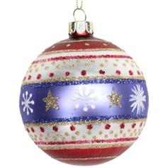 Glass Ball - Red, White & Blue with Stars