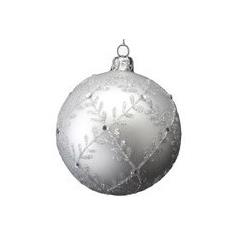 Silver Bauble with Glitter Leaf Trellis