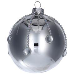 Silver Glass Ball with Diamante Droplets